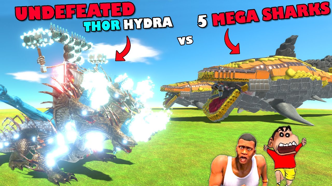NEW UNDEFEATED THOR HYDRA Vs 5 MECHA MEGA SHARK ARMY In Animal Revolt New undefeated thor hydra vs 5 mecha mega shark army in animal revolt