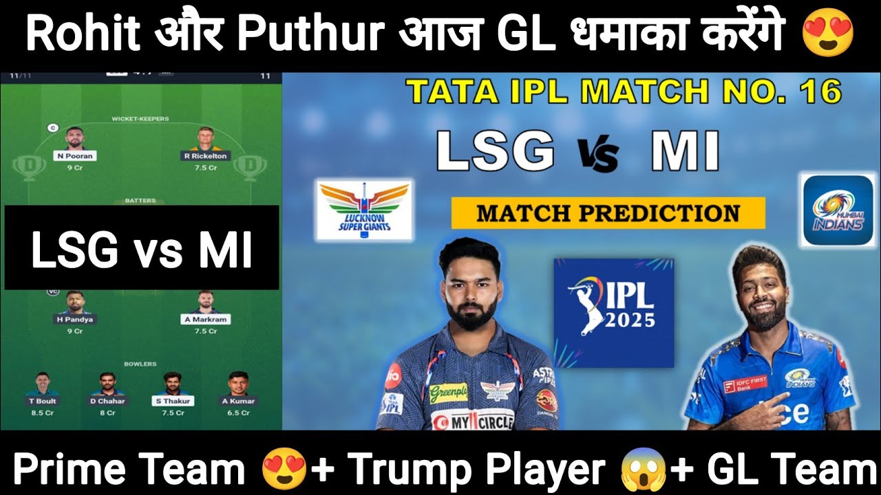 LSG vs MI Dream11 Team,LSG vs MI Dream11 Prediction,LSG vs MI ipl 16th Match Dream11 Team Prediction