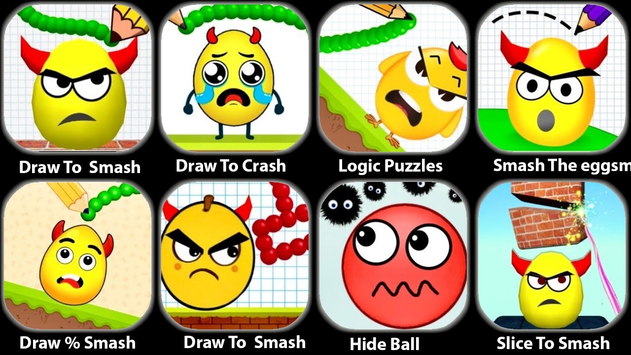 Draw to Smash Gameplay,Draw To Smash,Hide Ball,Logic Puzzles,Draw to Crash,Smash the Eggs,New Update