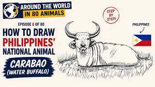How to Draw a Carabao EASY Step by Step (Philippines Water Buffalo) 🇵🇭