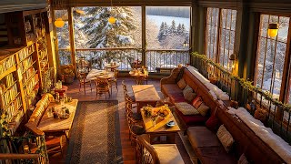 Cozy Winter Bookstore Cafe Ambience with Relaxing Jazz Instrumental Music | Traditional Instruments
