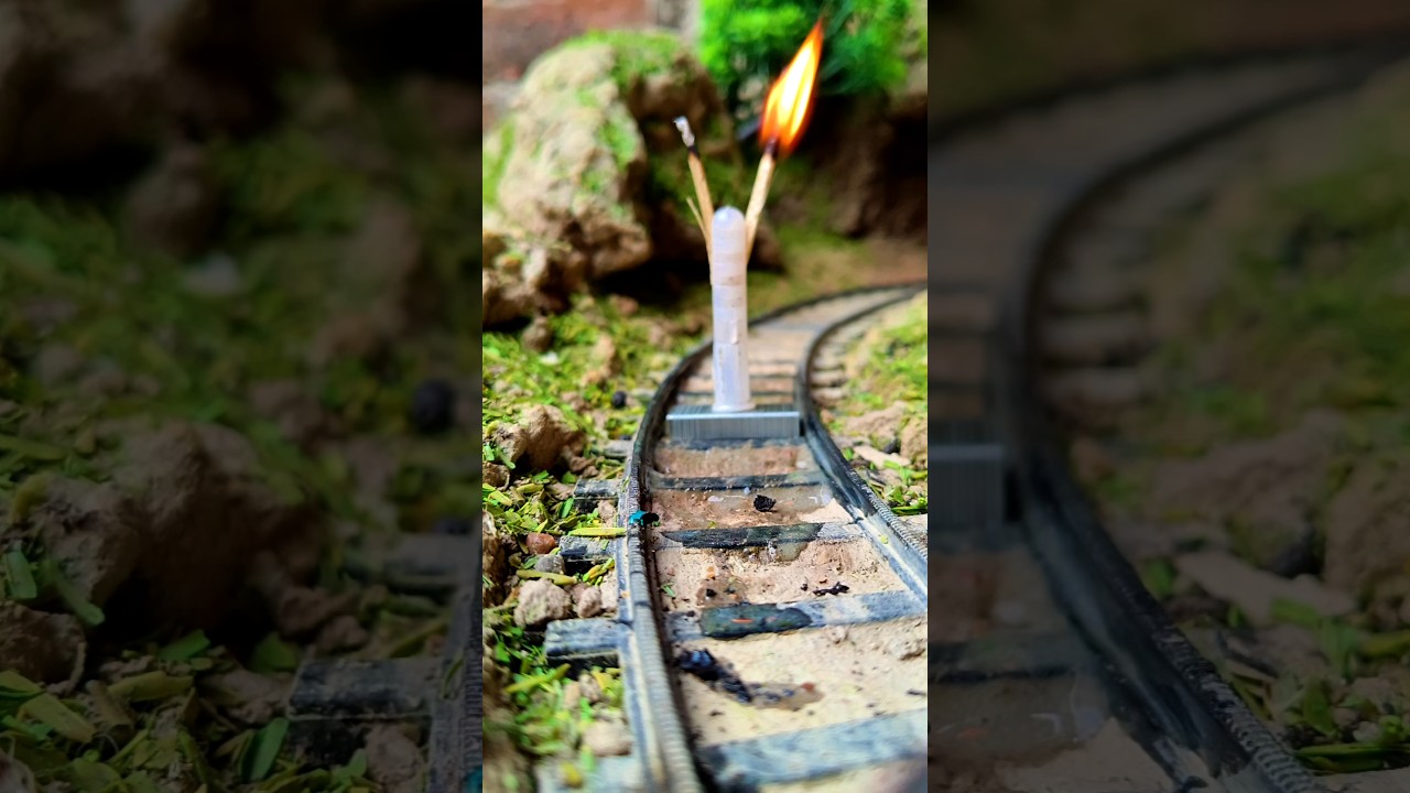 Mini Train vs Burning Fire Stick 🔥 Extreme Test 