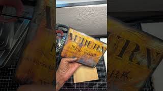 Tim Holtz, Sizzix, Ranger Inks and Idea-Ology. Brick wall portrait art on 5 1/4 x 7 1/4 wood.