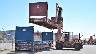 ～コンテナヤードのお片付け～ フラットラックコンテナを折り畳んでみよう