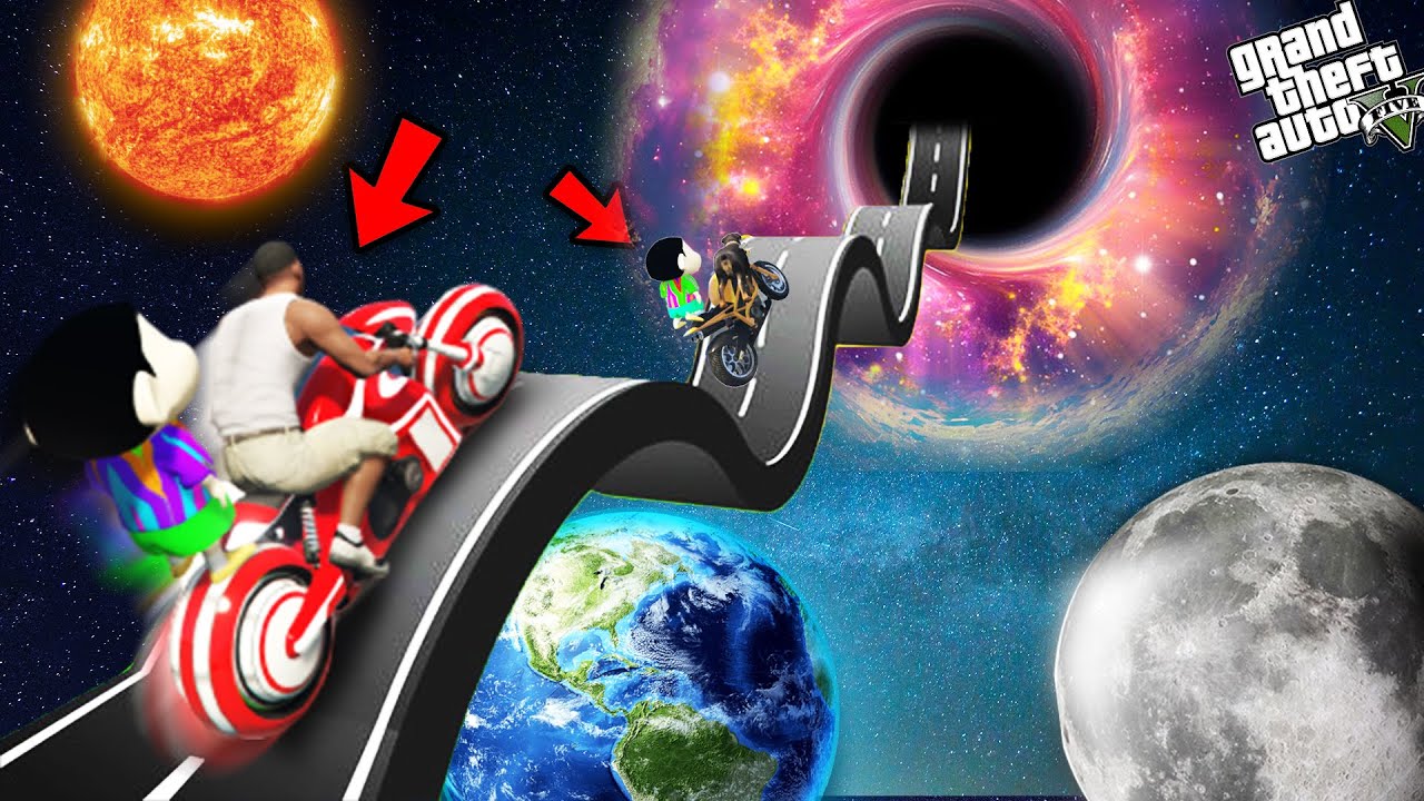GTA 5 : Franklin & Shinchan Challenge Right Or Wrong Way To Space In GTA 5 !