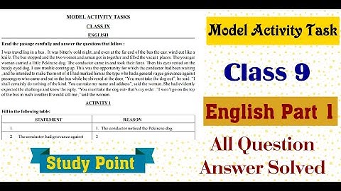 Class 9 || Model Activity Task || Part 1 || English || Study Point ||