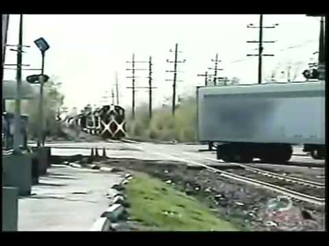 Train hits Semi-Truck - Wreck - Not Very BRIGHT!