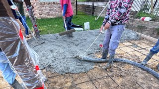 Pumping 34 yards of concrete for this new back yard project.