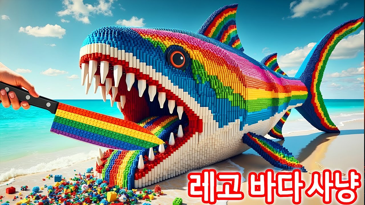 LEGO 해산물 무지개 물고기 잡아서 요리하기- 레고 쿠킹 푸드 ASMR - Lego Ocean Chef