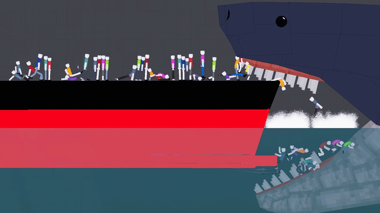 Megalodon Attacks Boats and Ships in People Playground (6)