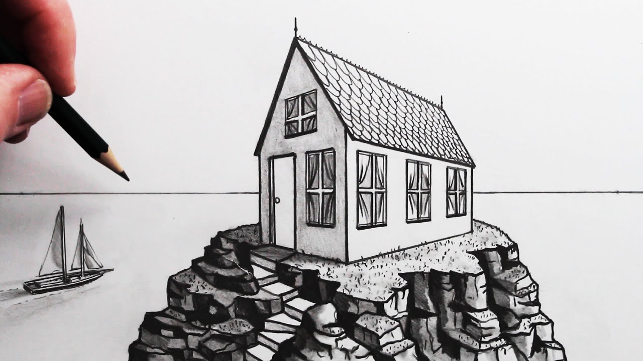 Featured image of post 2 Point Perspective House Drawing Easy - Two point perspective represents a turning or moving aside, a glance to the left or right, an approach to the primary form that is more informal, idiosyncratic and complex, composed as it is of two adjacent sides of every object woven into a single perspective view.