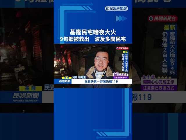 基隆民宅暗夜大火　9旬嬤被救出　波及多間民宅－民視新聞