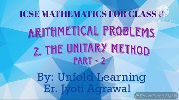 ICSE mathematics|Class 6|Solution|Arithmetical problems|2 unitary method|part 2|unfold learning