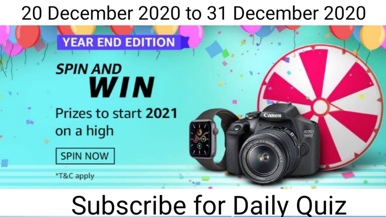 Amazon Year End Edition Quiz Answer | 20 December 2020 to 31 December 2020