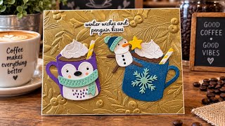 Easy coffee gift card holiday card with Mug Friends by Spellbinders