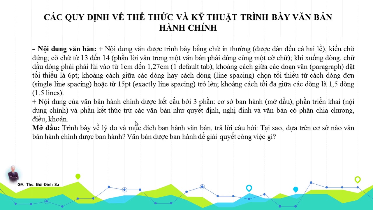 Bai giang 3 Cac quy dinh ve the thuc va ky thuat trinh bay van ban hanh ...
