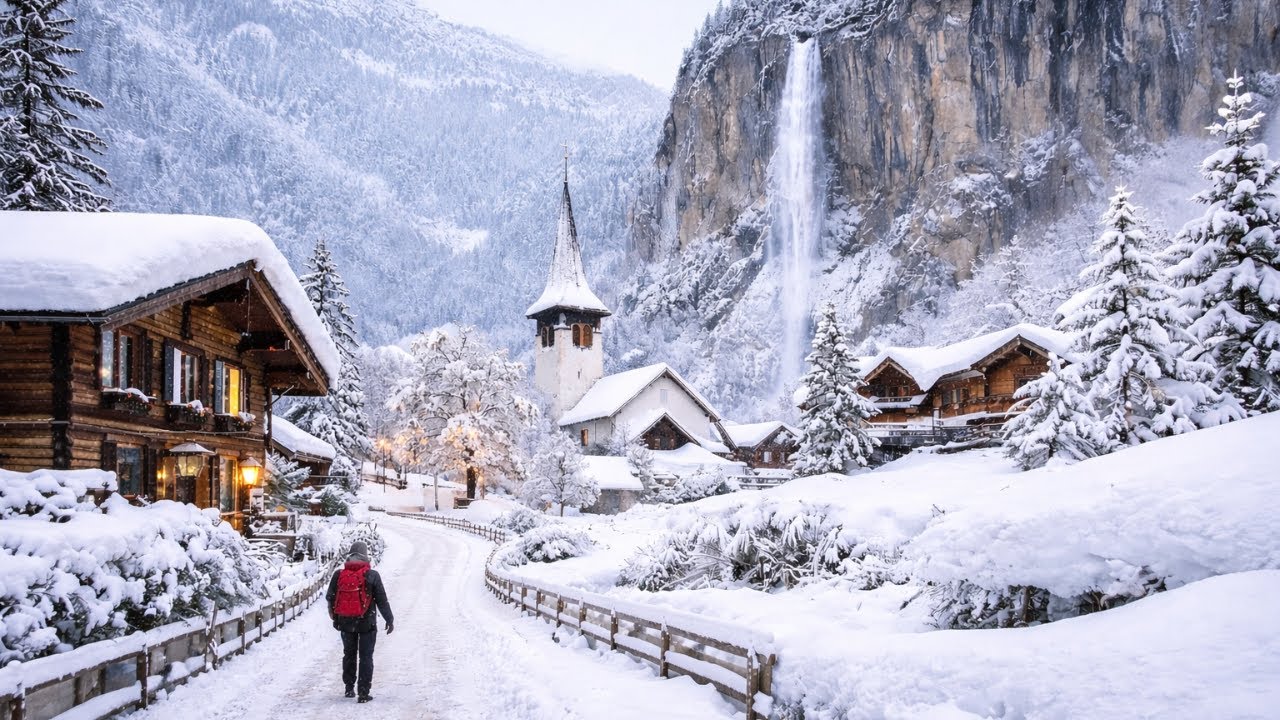 Lauterbrunnen, Switzerland 4K 🇨🇭 Breathtaking Snowy Alpine Village | Winter Walking Tour