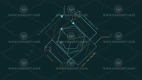 Looped animation of geometric shapes combination HUD element.
