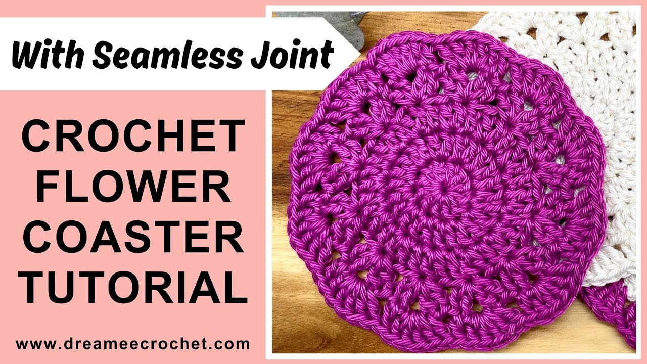 EASY crochet flower coaster tutorial with seamless joint, How to ...