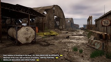 Game Unreal Engine 5 ABANDONED FACTORY  Industrial railway zone / Abandoned Vehicles Vertex Painting