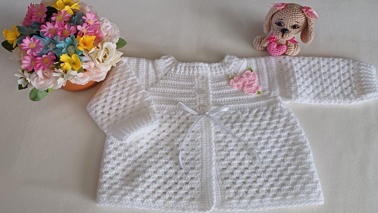 CASAQUINHO DE CROCHE para bebê - Saída de maternidade completa - Casaquinho Primavera Mariah