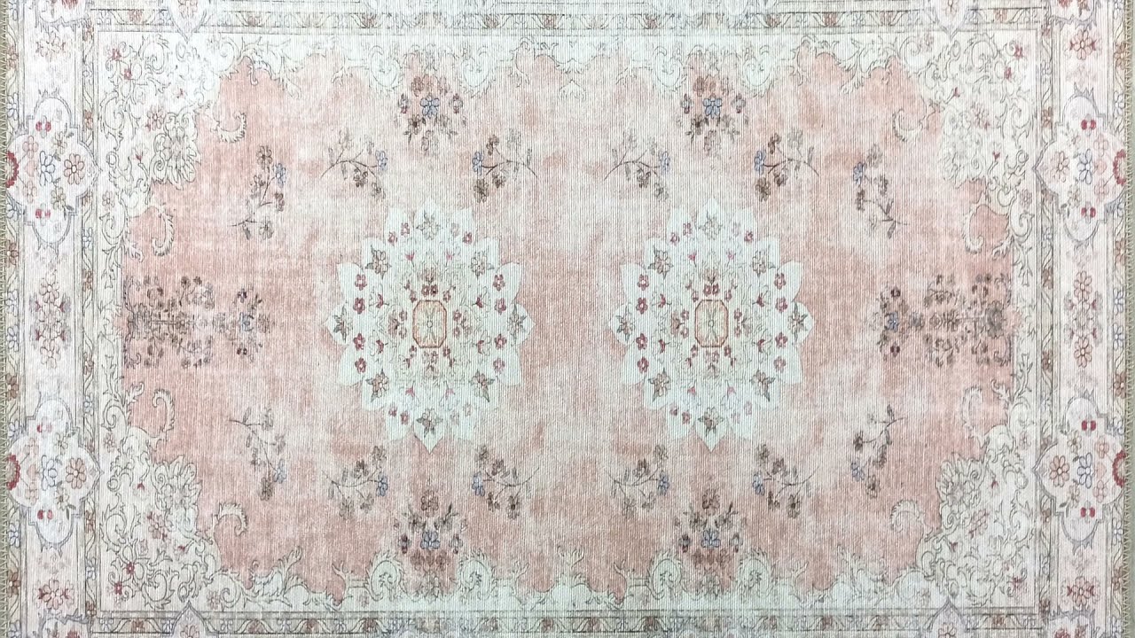 Turkish Dusty Pink Faded Vintage Beige-Blush Rug / Lorraine Collection ─ Fame Living