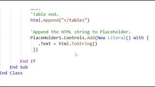 Lesson 1 ASP NET HTML Table VB