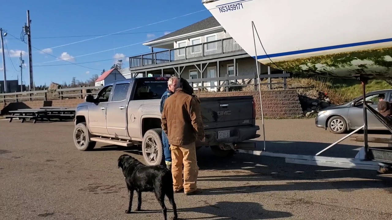 DIY 30' sailboat haul out. Bayfield, Nova Scotia. *swearing/crude