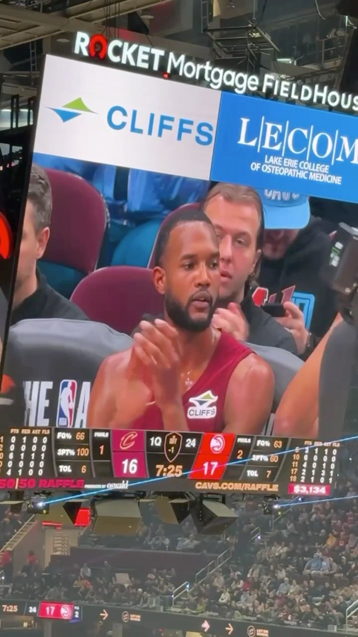 Cleveland fans cheer for their All-Stars during a break in the action