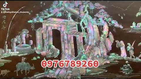 Bức tranh đồng quê khảm ốc đỏ lửa vàng chanh cực đẹp.