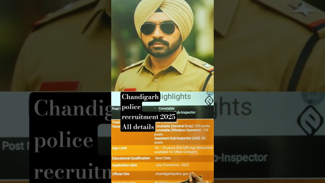 Chandigarh police recruitment 2025 | latest govt job update | exam india