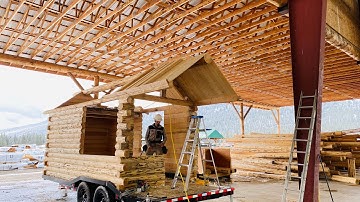 Tiny Log Home Being Built- Fold-Up Roof Eaves, Foam Insulation Part 3
