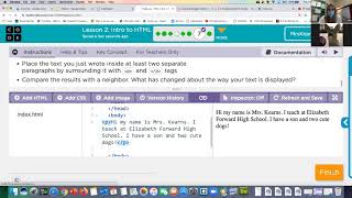 Code.org Intro to HTML lesson