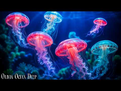 Crystal Jellyfish Aquarium 4K Video Ultra HD 🌙 Relaxing Music, Stress Relief and Calm Sleep