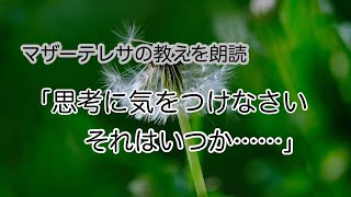 マザーテレサの教えを朗読「思考に気をつけなさい、それはいつか……」