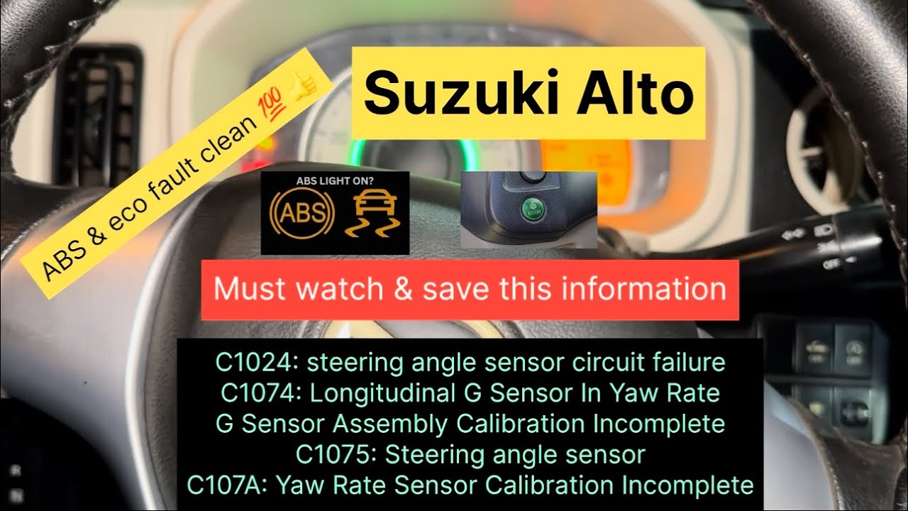 C1024,c1074,c1075, c107a Suzuki alto abs & calibration fault clear👍 