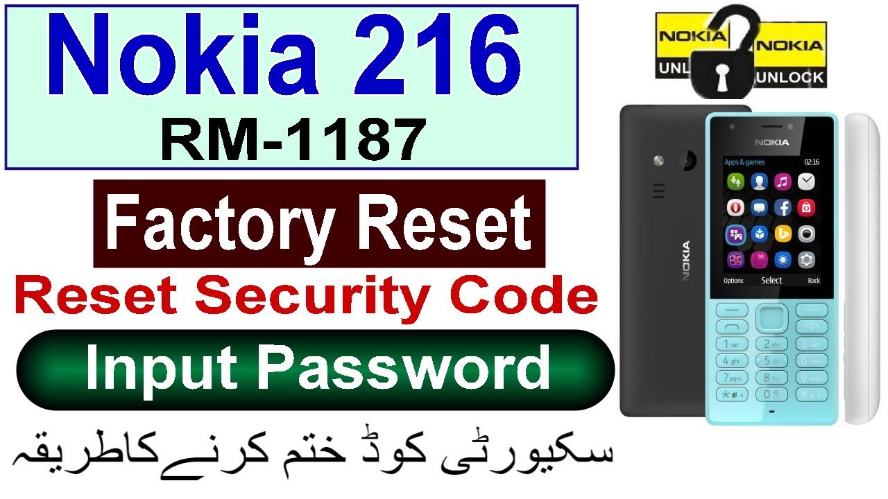 Nokia 216 Rm 1187 Reset Forgot Security Code By Tahir Technical Tv