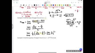 Section 3.1: Example 2 Find slope of tangent line of f(x)=1/x using limit definition