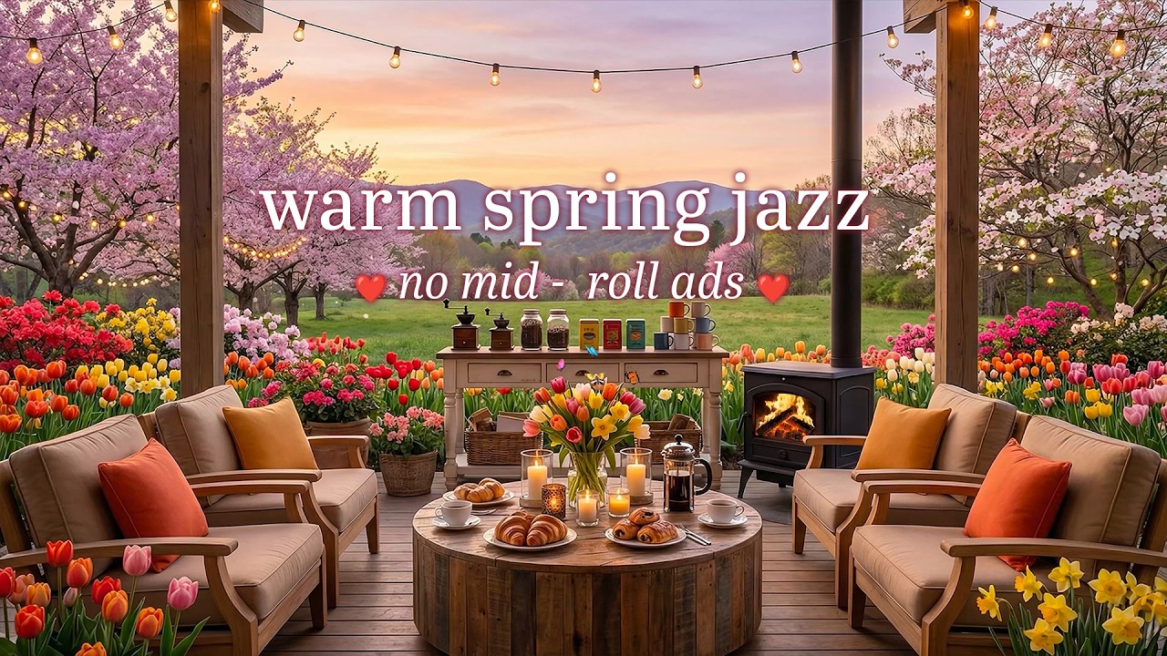 🌼 Gentle Warm Spring Days (NO MID-ROLL ADS) Cozy Jazz & Outdoor Ambience for Focus, Relax, Study