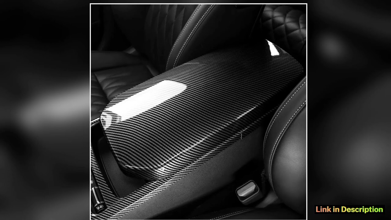 Car Interior Accessories Centre Console Armrest Compartment Lid Cover Carbon Fiber Style ABS Materi