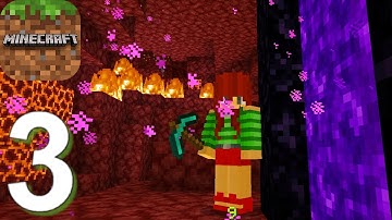 Minecraft: Pocket Edition Survival - Gameplay Walkthrough Part 3 Nether Portal (Android,iOS)