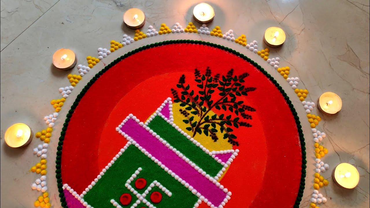 Simple Tulsi Vivah Rangoli 2022| तुलसी विवाह ...