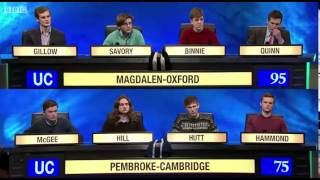 Guy looks smug on University Challenge S44 E14 2014/15