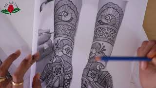 Layout and design tutorial for Intricate latest peacock mehndi : inspired by artist Chetan panchal