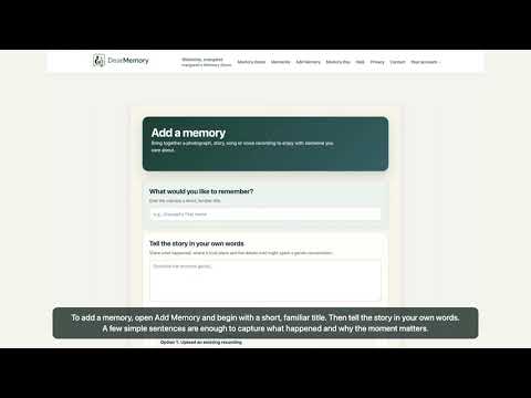 Video thumbnail: How to Add Your First Memory in DearMemory