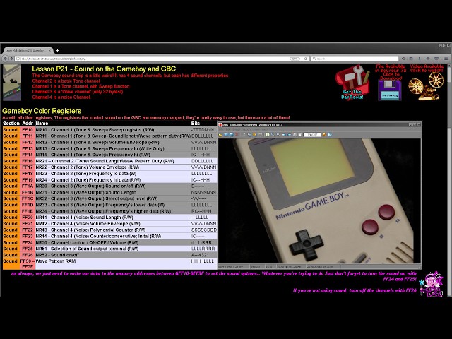 ゲームボーイ GBZ80 Assembly Lesson P21 - Sound on the Gameboy and Gameboy