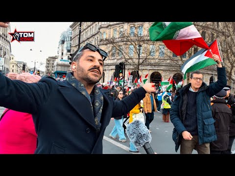 Islamic Republic Flags Fly At Pro Palestine March In London!