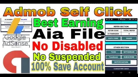 Admob self click ®√Best earning aia file 2018√ No Disable √no suspended | 100% Ads showing and work