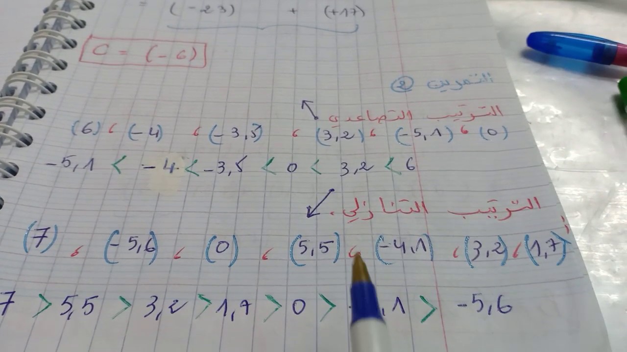 تمارين  نموذجية  حول  الاعداد  النسبية   2  متوسط