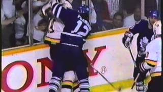 Rob pearson vs tim hunter bob rouse jeff brown - nhl hockey brawl may
20, 1994